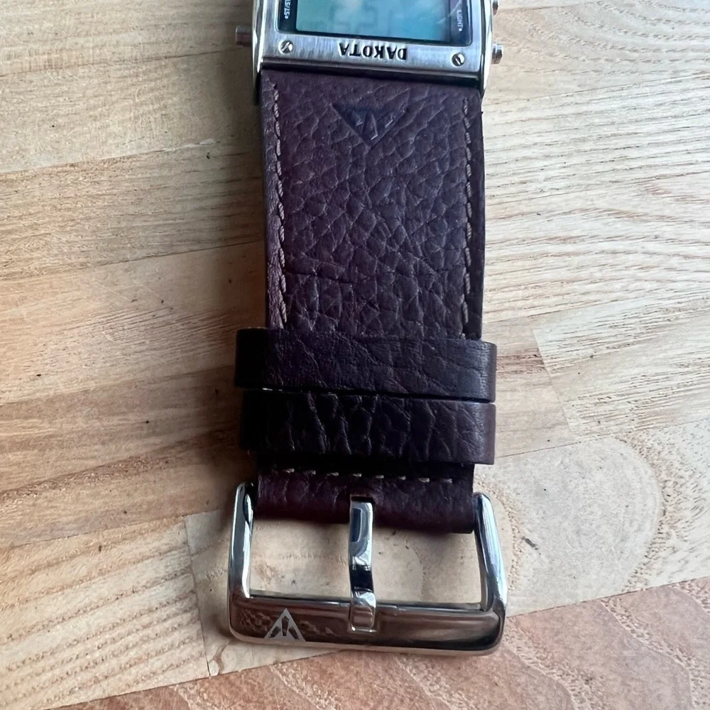 Dakota moon glow mens digital leather strap watch NEW BATTERY